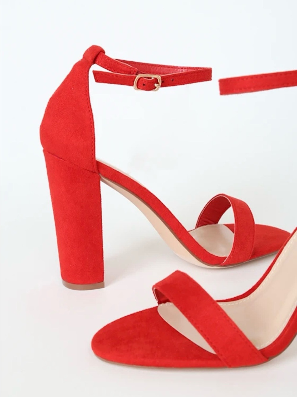 Lulus Taylor Red Suede Ankle Strap Heels - Size 9 - Picture 8 of 9